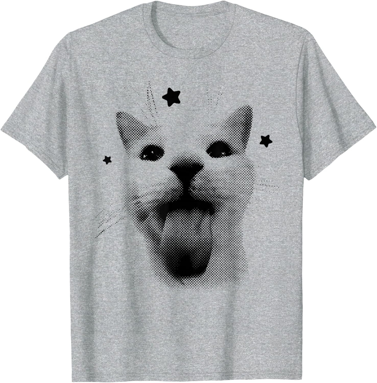 Funny Y2k Cat Silly Cats 90s Retro Kitten for Cat Lovers T-Shirt - Heather Grey