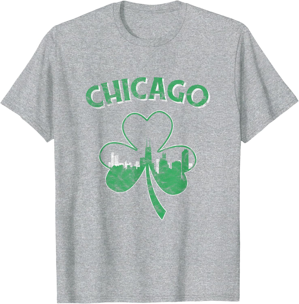 Retro Chicago St Patricks Day Shirt Parade Men Women Tee T-Shirt - Heather Grey