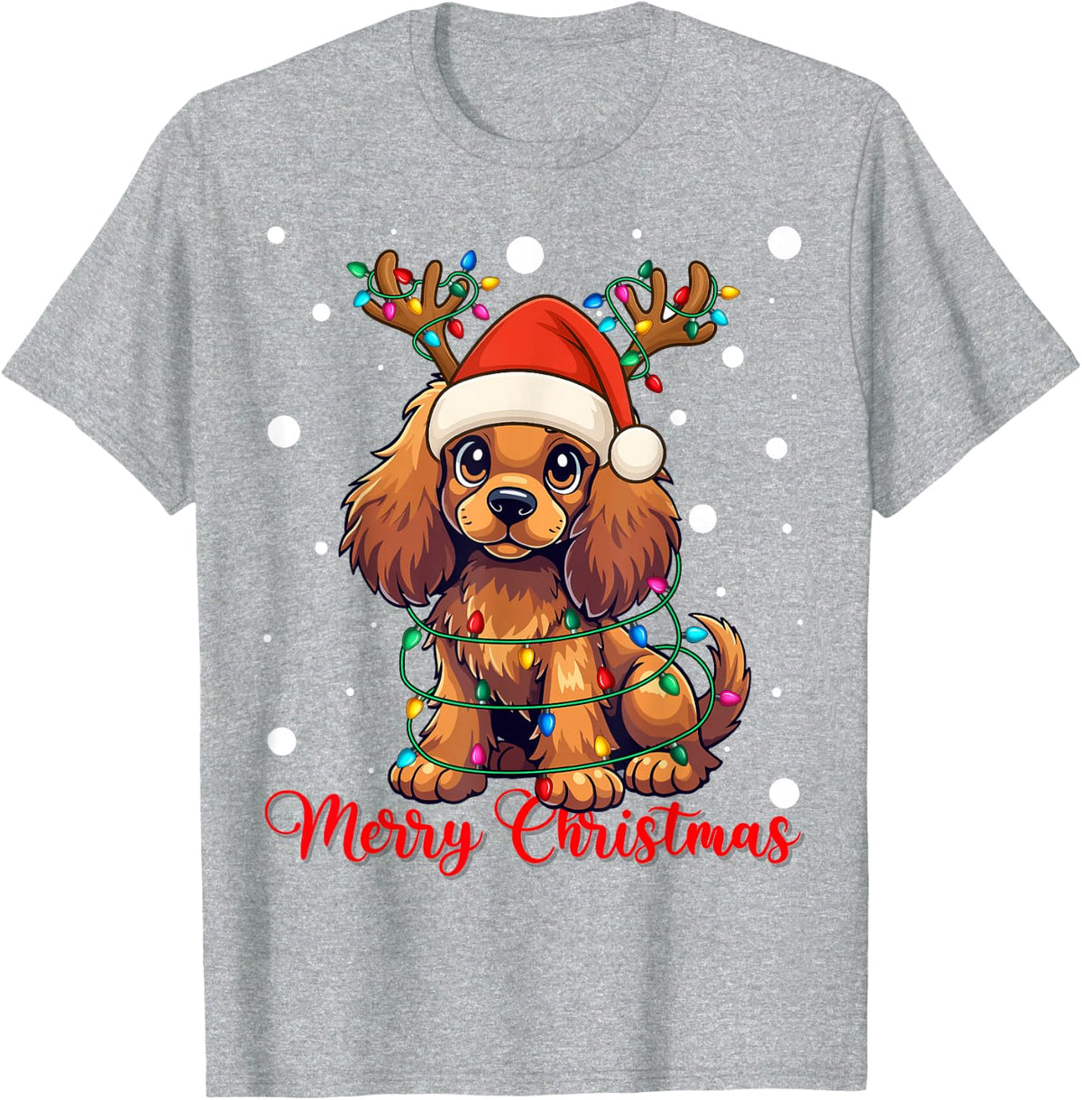 Merry Christmas American Cocker Spaniel Dog Ugly Xmas Pajama T-Shirt - Heather Grey