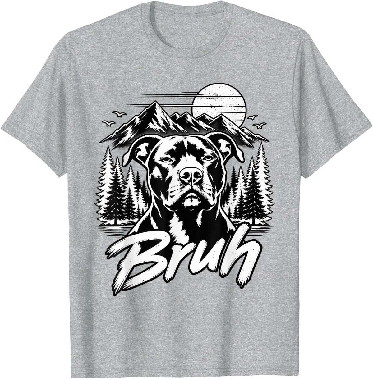 Bruh Funny Pitbull Meme Dog Lover Men Women T-Shirt - Heather Grey