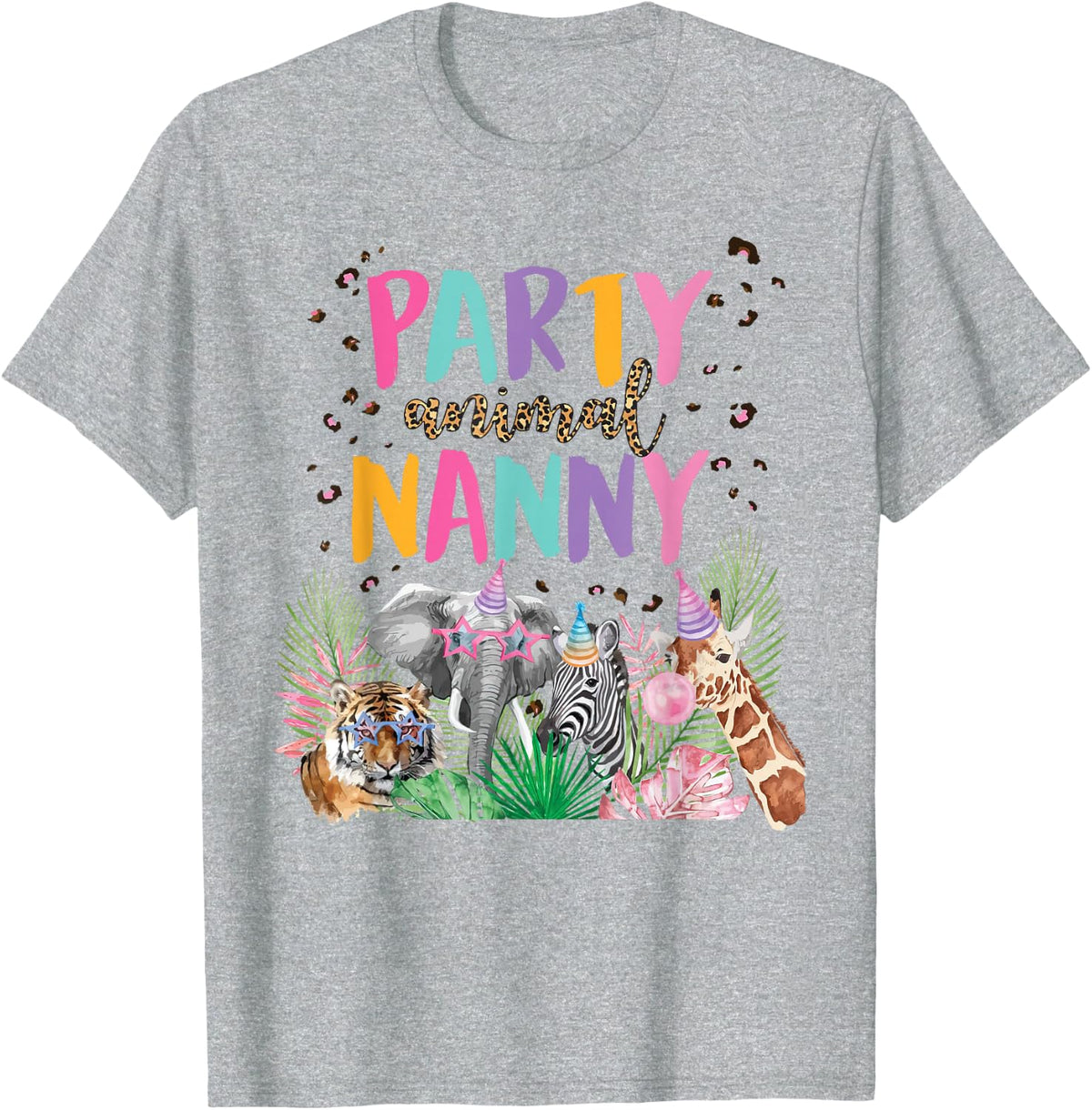 Nanny Of The Birthday Boy Girl Zoo Theme Animal Party T-Shirt - Heather Grey