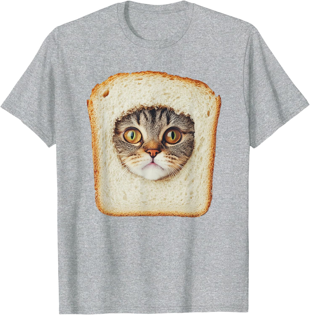 Funny Bread Cat Photo Men Women Kids T-Shirt - Heather Grey